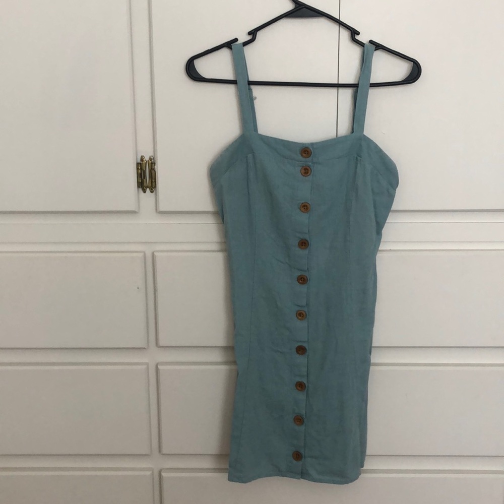 Button up linen dress
